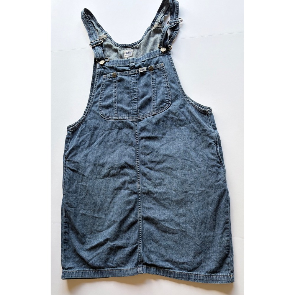 Vintage Lee Workwear Denim Overall Dress Wash Pinafore Medium Skirt Jean Jumper